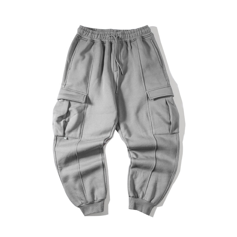Gray Guard Pants Men's Plus Velvet Sweatpants Thickened Straight Loose