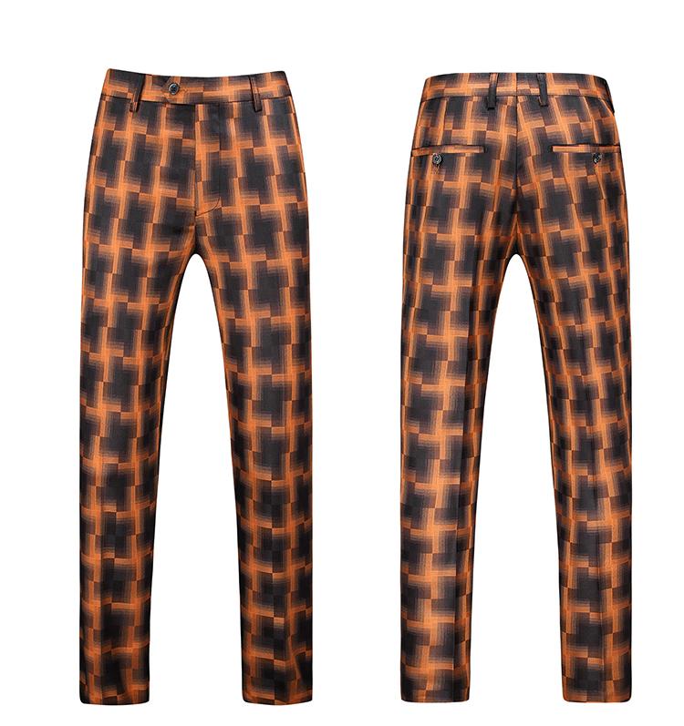 Printed Men's Suit Casual Pants Straight Slim Fit Trousers