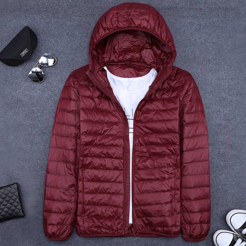 Men's Short All-match Hooded Super Thin Lightweight Down Jacket