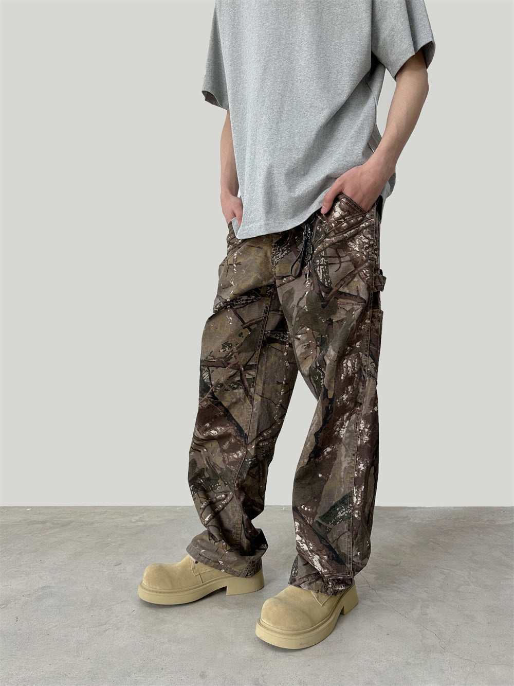 Branch Camouflage Full Printed Distressed Overalls