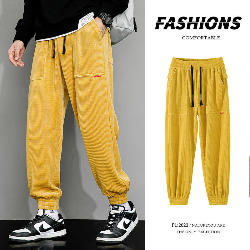 Men's Plus-sized Loose Wide Leg Corduroy Sports Casual Pants