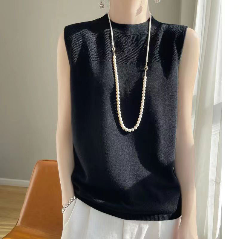 Women's Summer Round Neck Ice Silk Sweater Vest