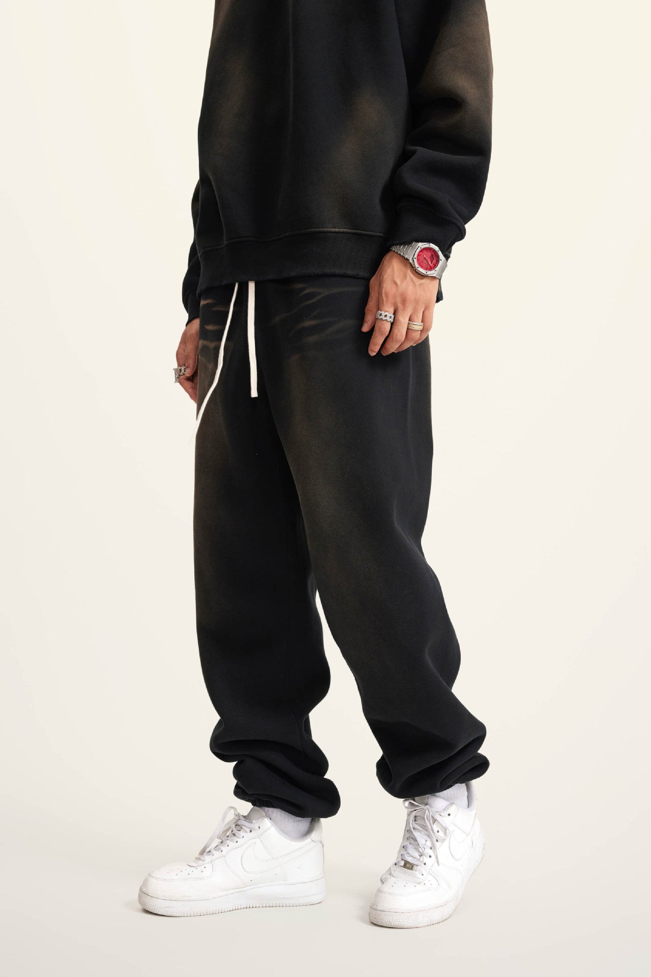 Washed Horsetail Gradient Ankle-tied Sweatpants