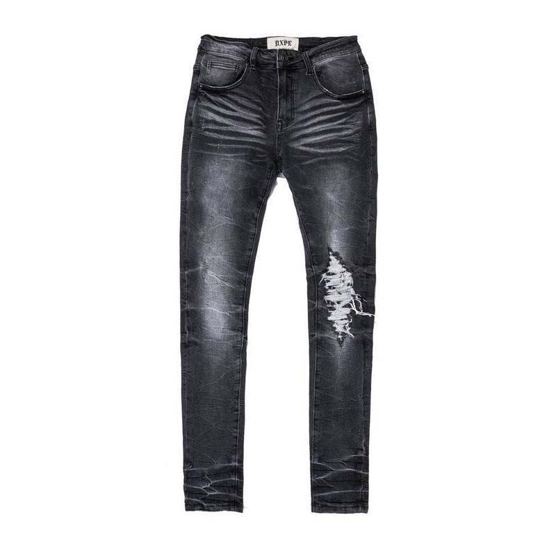 Black Punk Wind Pressure Shaft Distressed Jeans