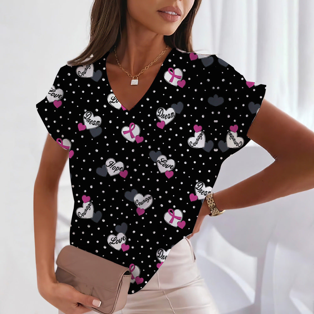 Printed Cute Sweet Short-sleeved T-shirt