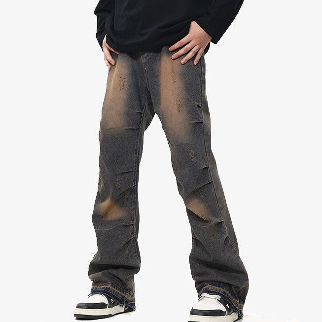 American Street Fashion Wash Denim Trousers