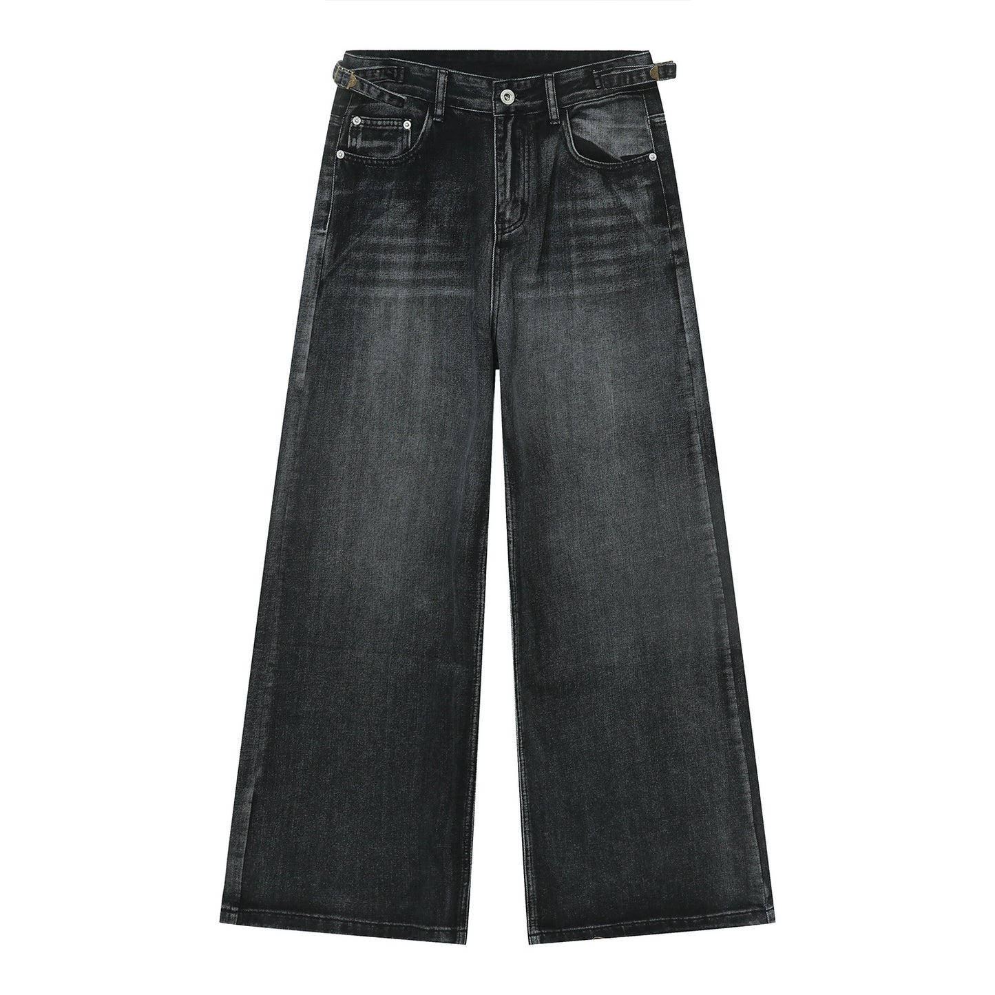 New American High Street Pu Handsome Mop Straight Loose Jeans