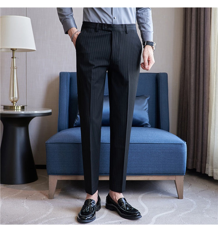 Casual Men's Letter Embroidery Simple Fashion Striped Pencil Suit Pants