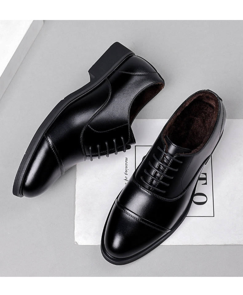 Leather Shoes Men's Height Increasing Insole Pointed Toe Wedding Shoes