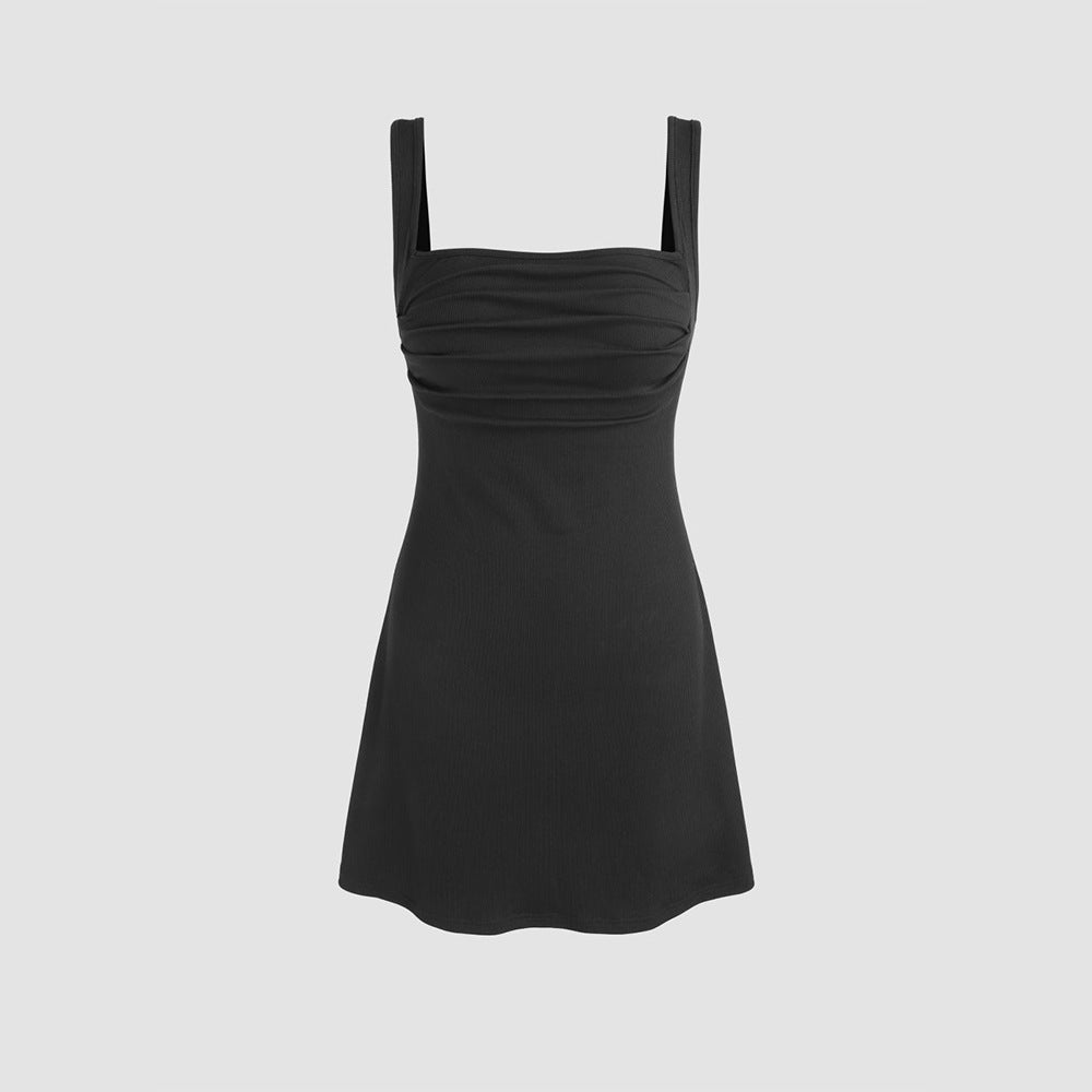 Ins European And American Hot Girl Design Sense Backless Waist Trimming Slimming A Swing Skirt