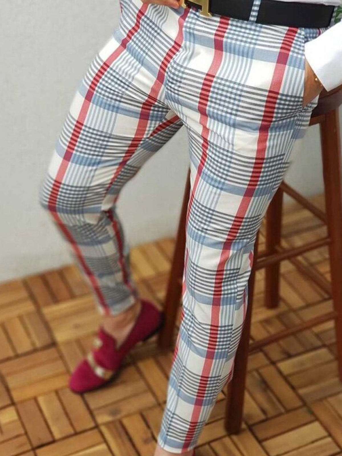 European And American New Plaid Print Men's Casual Trousers