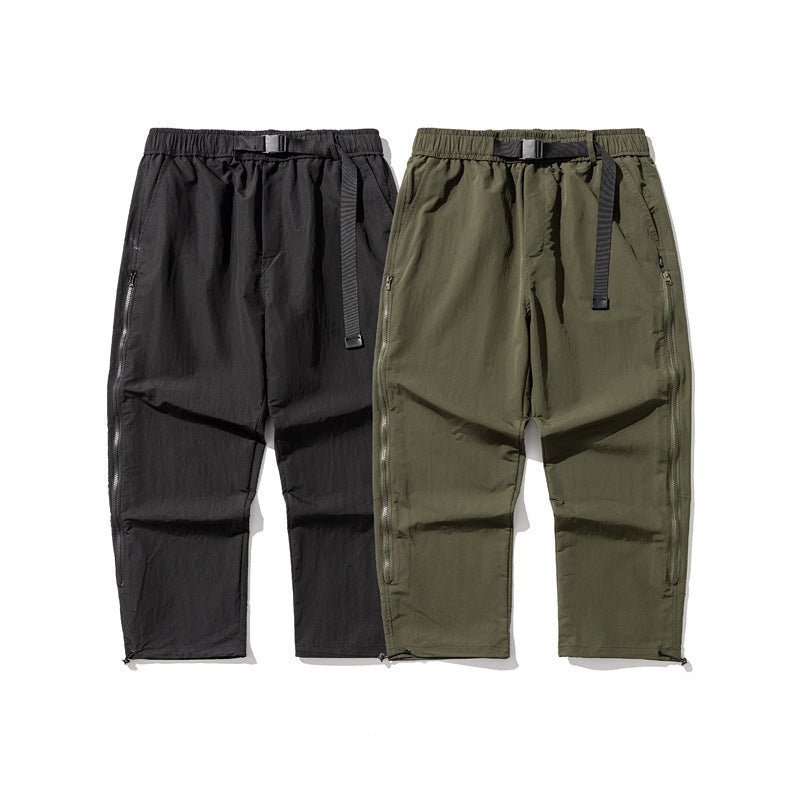Tapered Casual Pants Men's Zipper Printing Loose