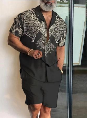 Men's Casual Beach Short-sleeved Shirt And Shorts Suit