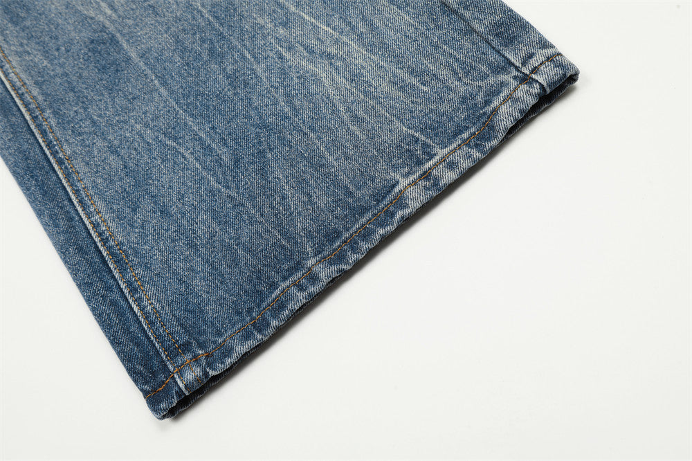 Washed Wide-leg Jeans Men's Loose