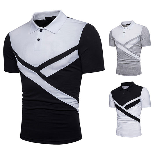 Irregular Stitching Short-Sleeved t-Shirt Polo Shirt