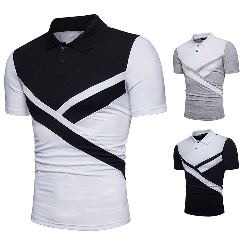 Irregular Stitching Short-Sleeved t-Shirt Polo Shirt