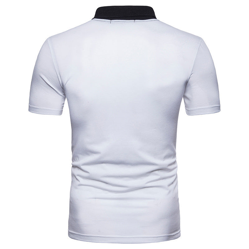 Irregular Stitching Short-Sleeved t-Shirt Polo Shirt