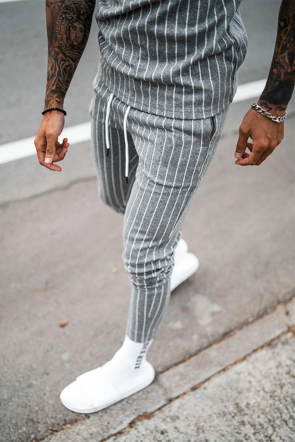 Striped Leisure Sports Running Two-Piece Suit