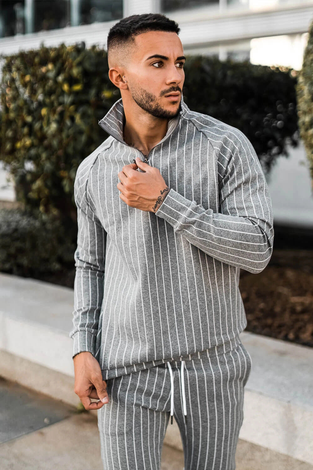 Striped Leisure Sports Running Two-Piece Suit