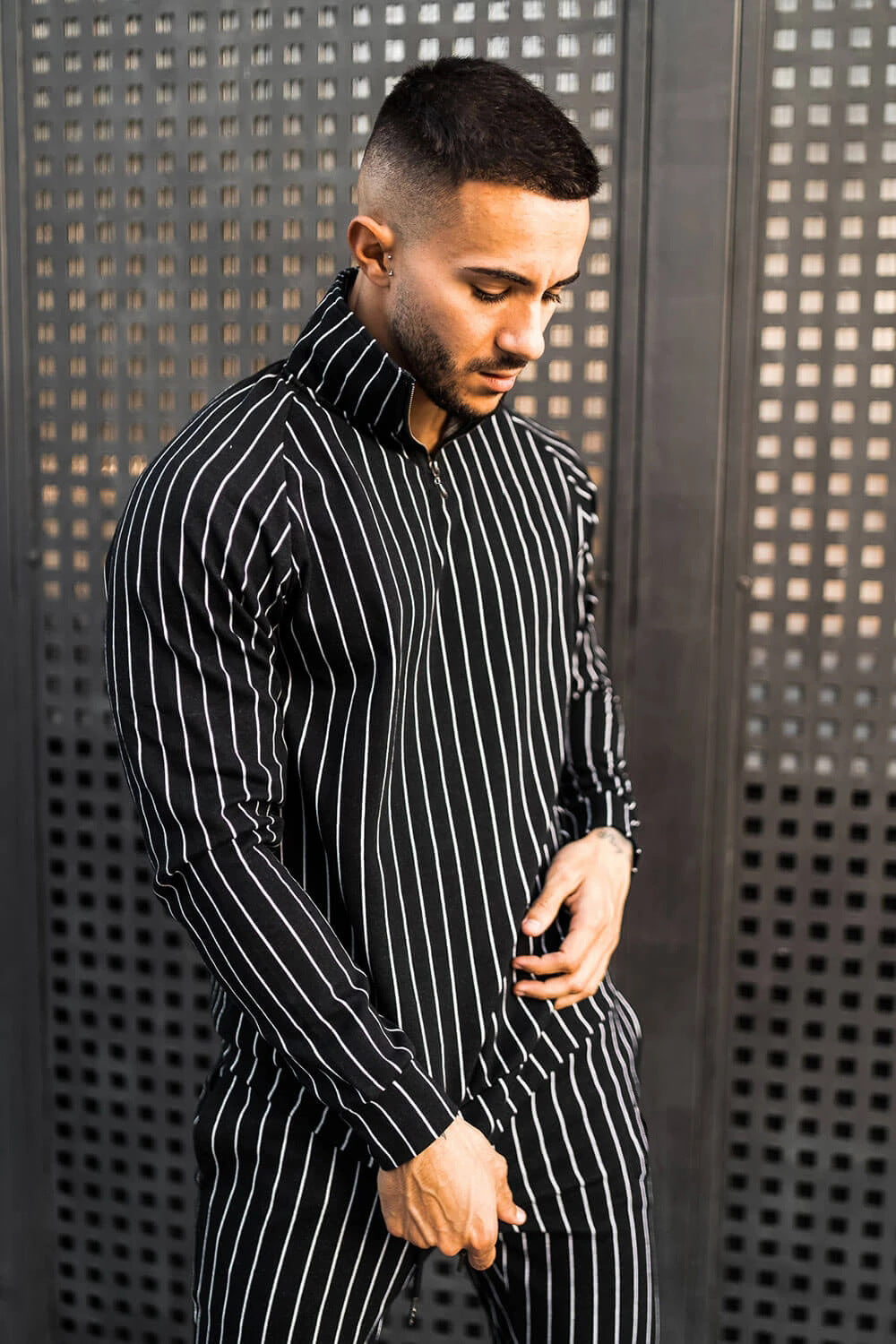 Striped Leisure Sports Running Two-Piece Suit