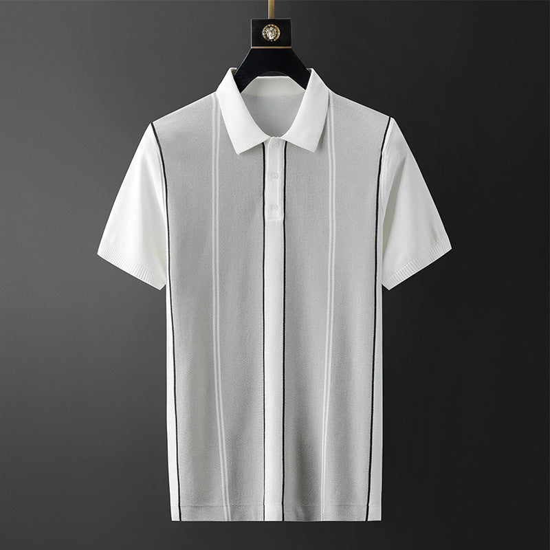 The New Ice Silk Shirt Men's Shirt Lapel Color Matching