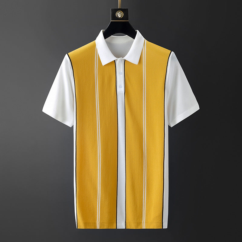 The New Ice Silk Shirt Men's Shirt Lapel Color Matching