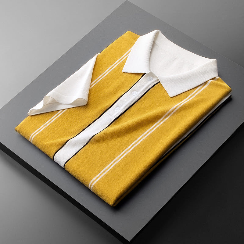 The New Ice Silk Shirt Men's Shirt Lapel Color Matching