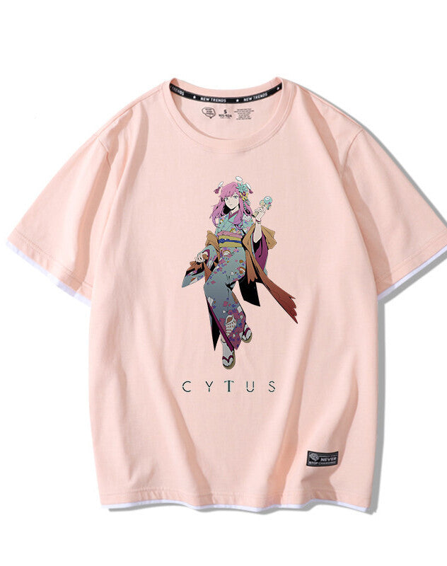 Men'S Short-Sleeved Clothes Neko Electronic Music Mobile Game T-Shirt
