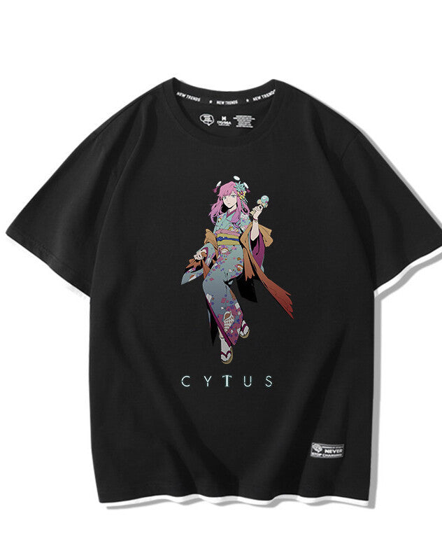 Men'S Short-Sleeved Clothes Neko Electronic Music Mobile Game T-Shirt
