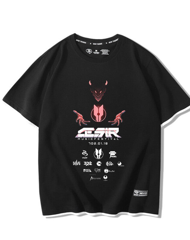 Men'S Short-Sleeved Clothes Neko Electronic Music Mobile Game T-Shirt