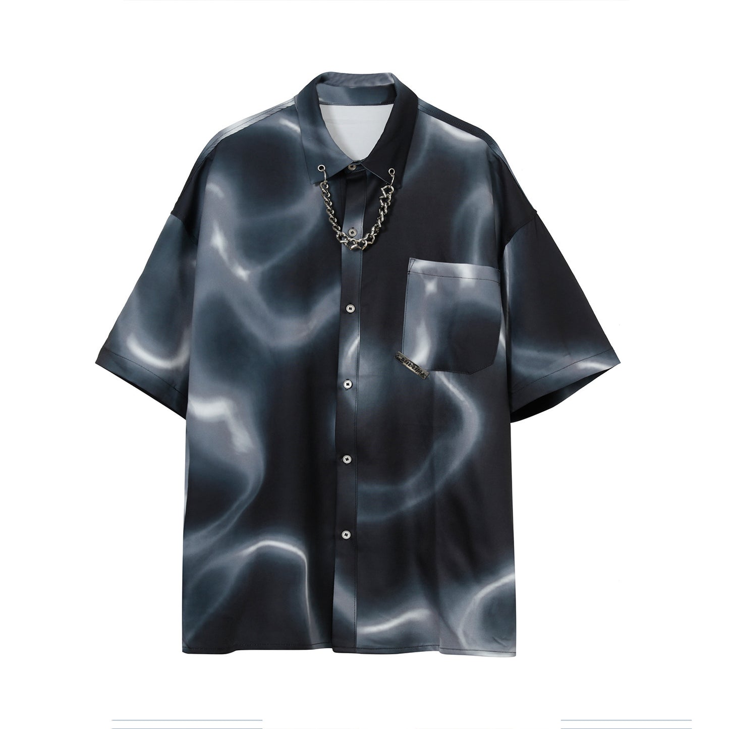 Handsome Casual Suit Men's Tie-dye Chain Design Shirt