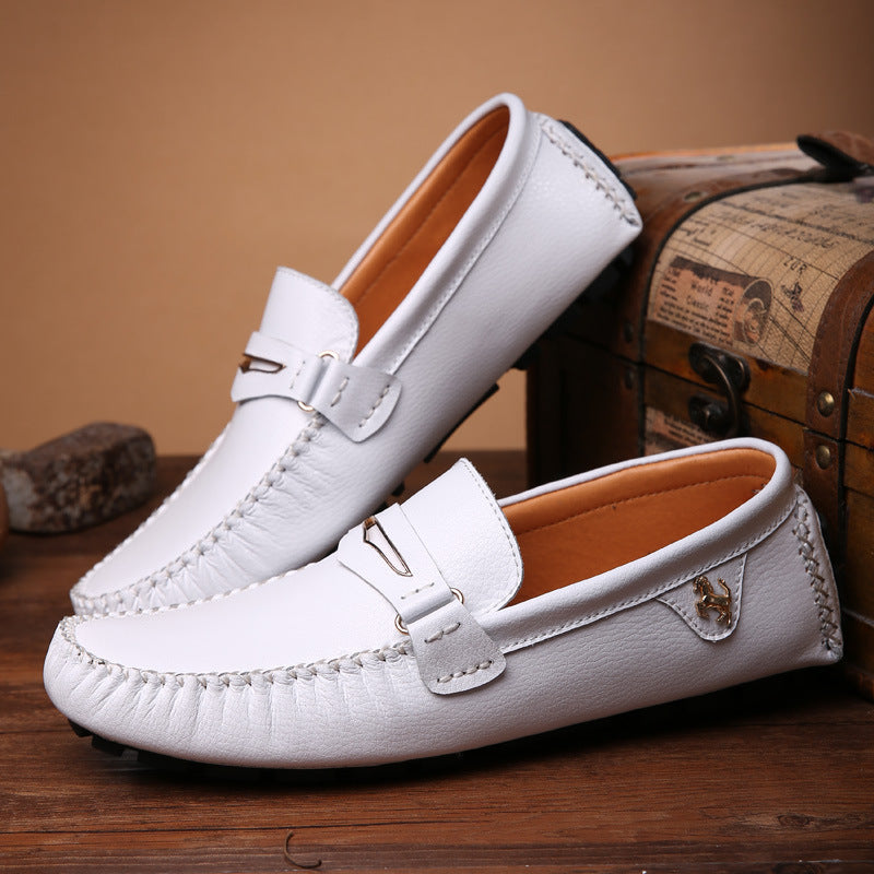 Solid Color Peas Shoes Men Casual Leather Shoes