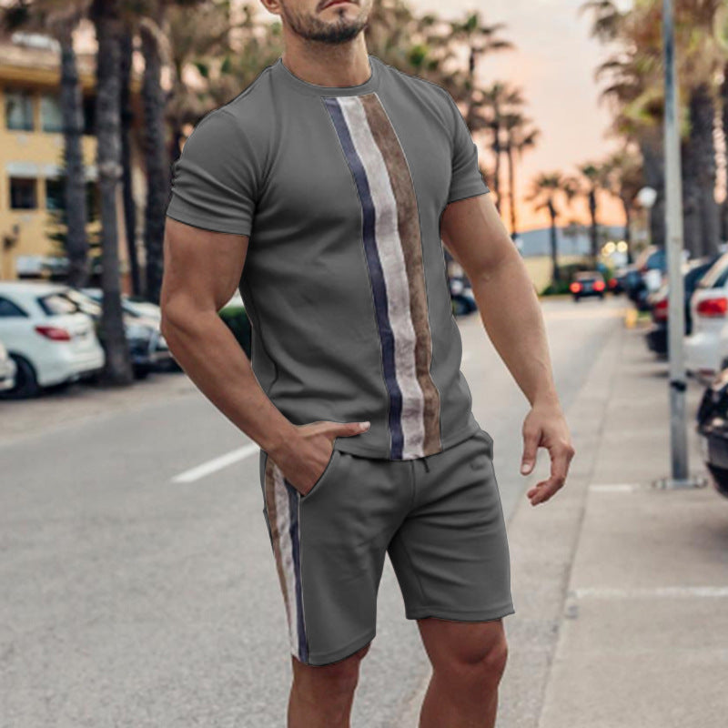 Short Sleeve Casual Suit Two-piece Men