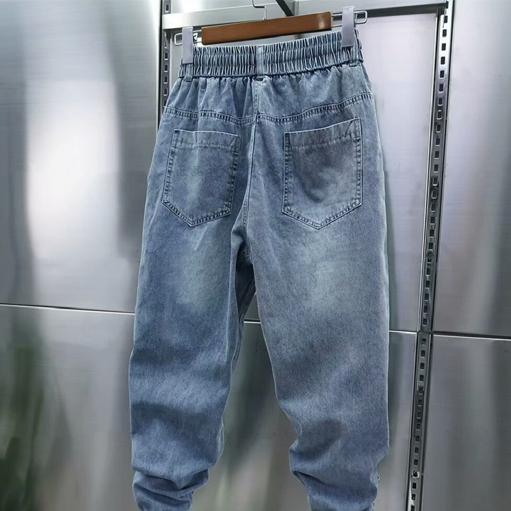 Fashion Leisure Washed-out Ankle-tied Jeans