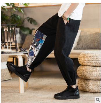 Chinese style cotton and linen pants