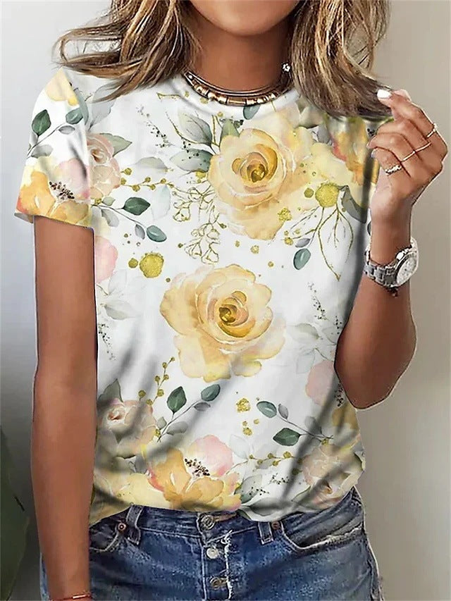 Casual Printed Short-sleeved T-shirt Trend Women's Printed Wear