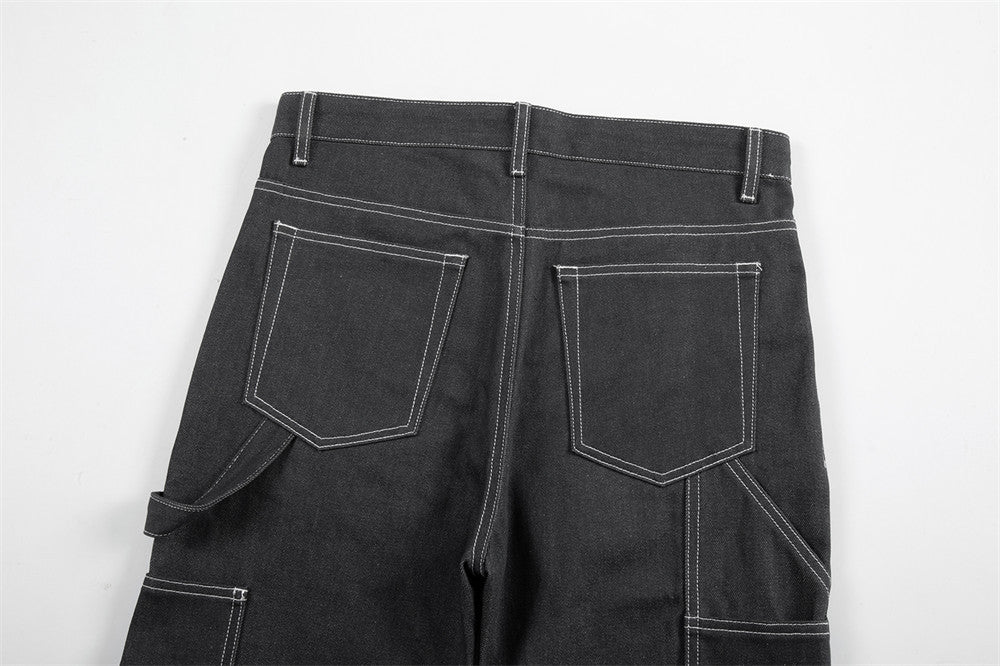 Pressure Line Denim Straight-leg Pants Men's Slim Fit Feet