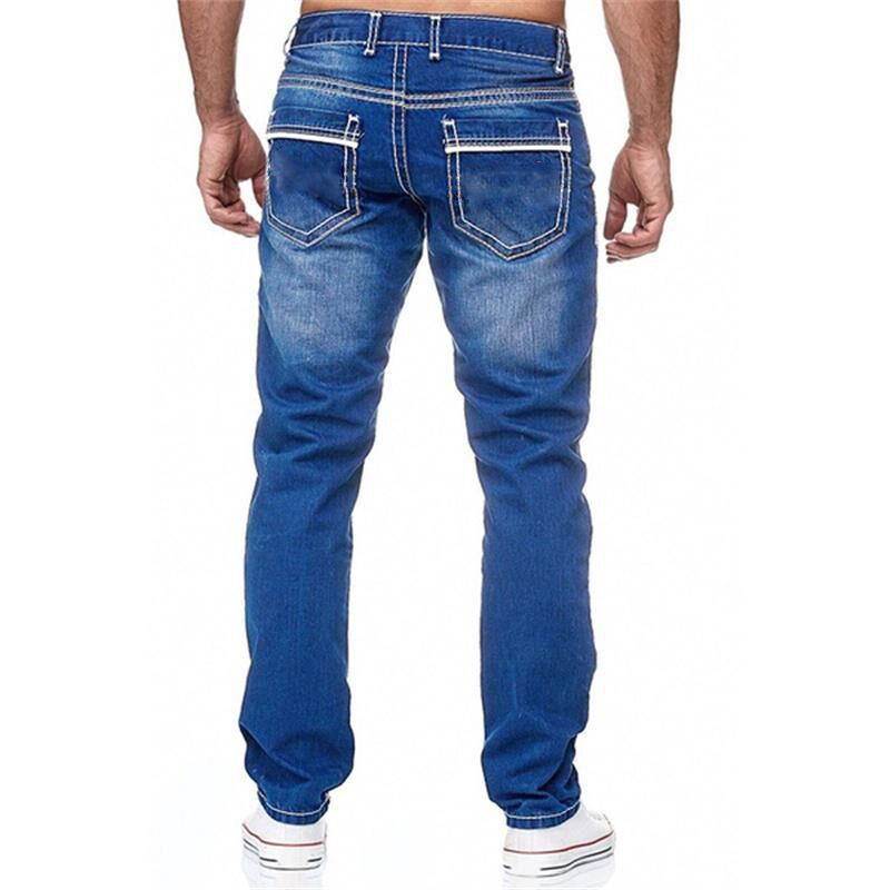 High Quality Blue Slim-fitting Simple Small Straight-leg Jeans