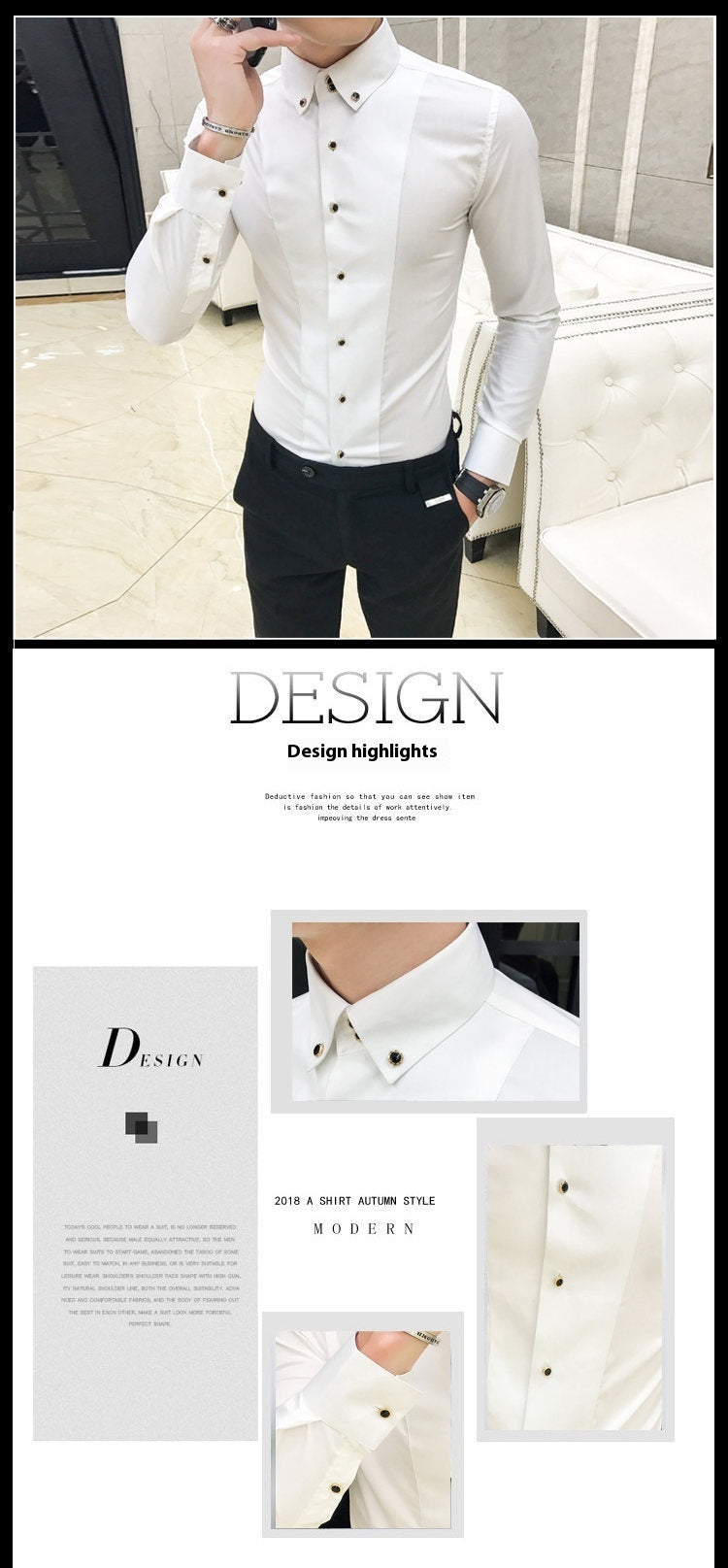 New Pure Color British Style Long Sleeve Slim Korean Business Casual Youth White Shirt