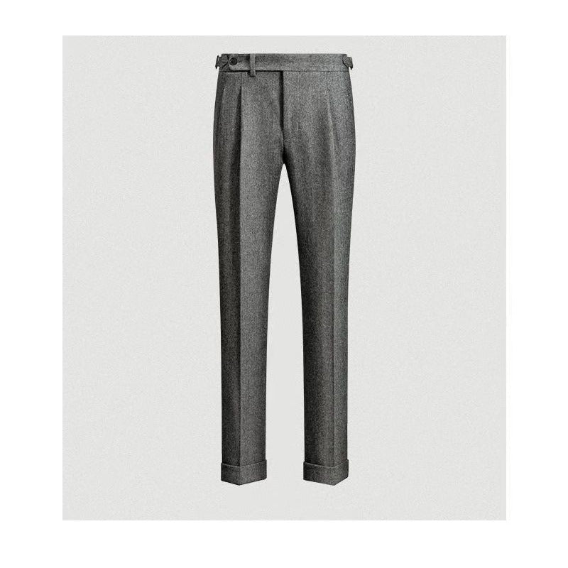 Men's Casual British Tweed Wool Suit Pants