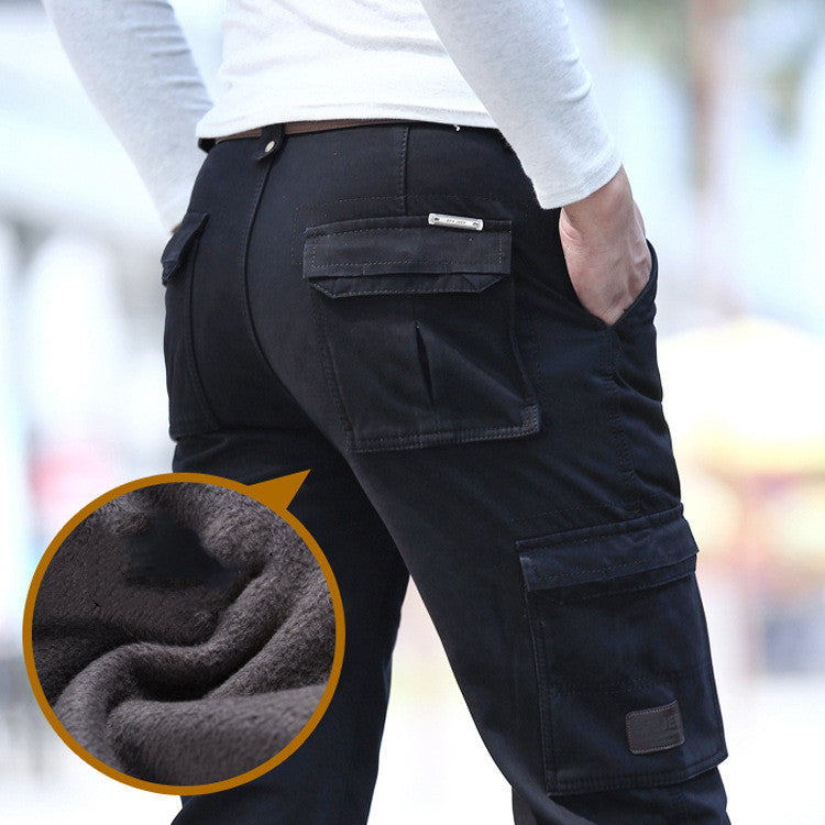 Fleece-lined Workwear Casual Pants Male