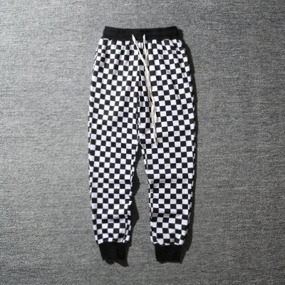 Black and white checkerboard plaid pants