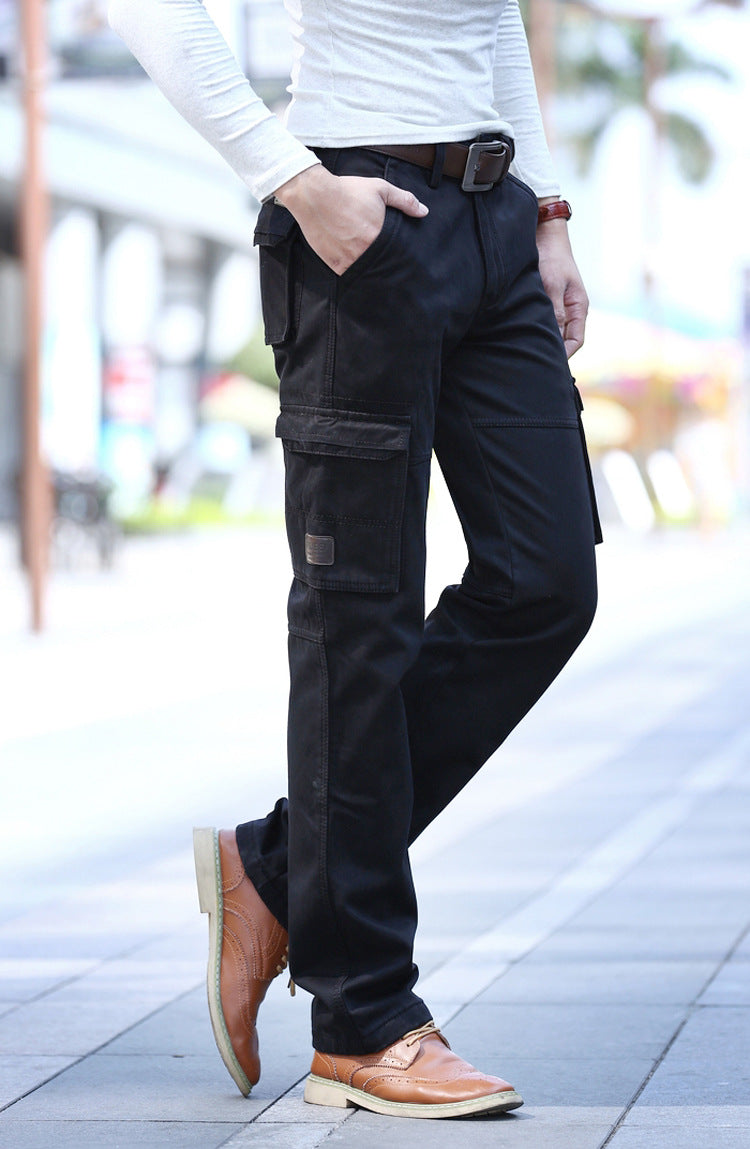 Fleece-lined Workwear Casual Pants Male