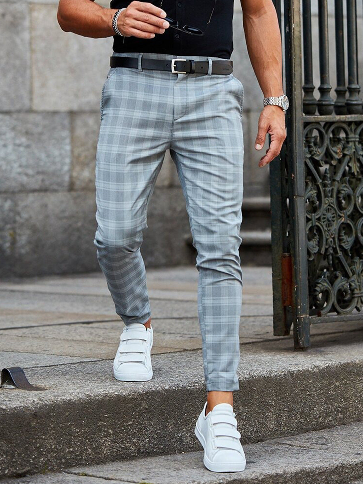 European And American New Plaid Print Men's Casual Trousers