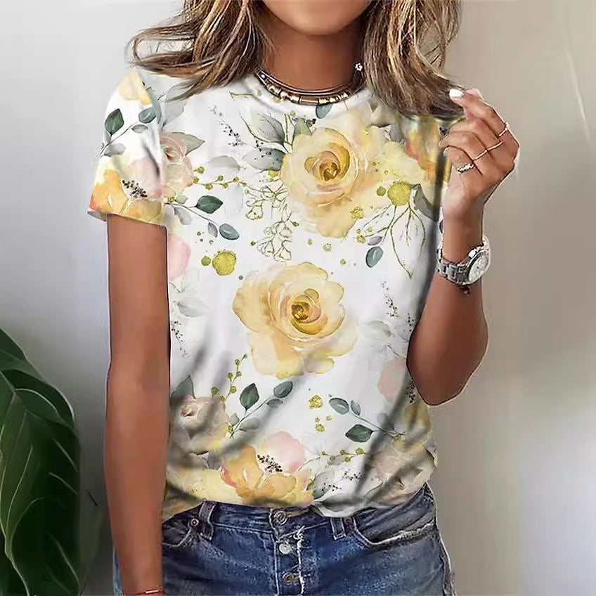 Casual Printed Short-sleeved T-shirt Trend Women's Printed Wear