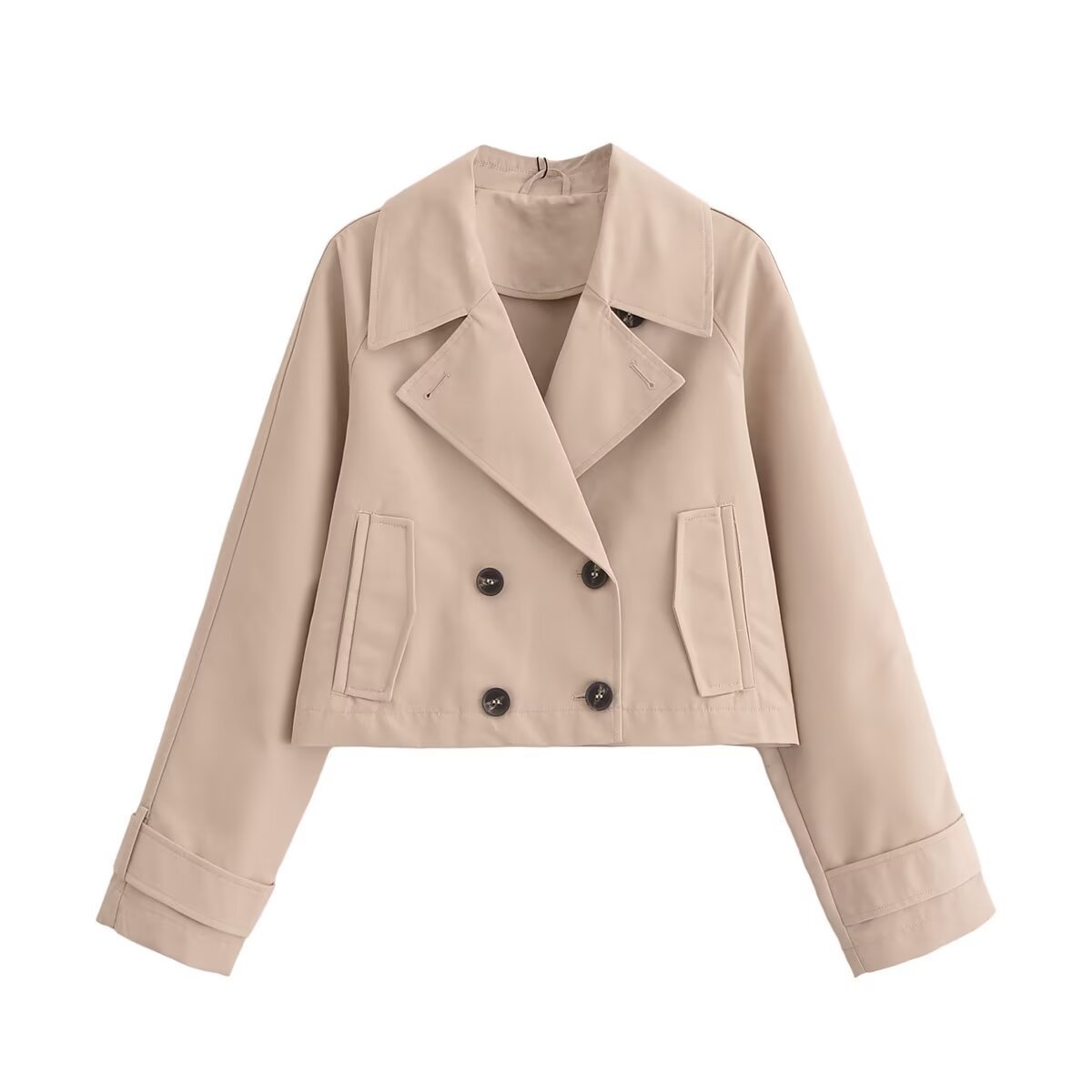 European And American Style Women's Clothing French Trench Coat Long Sleeve Elegant Jacket Coat