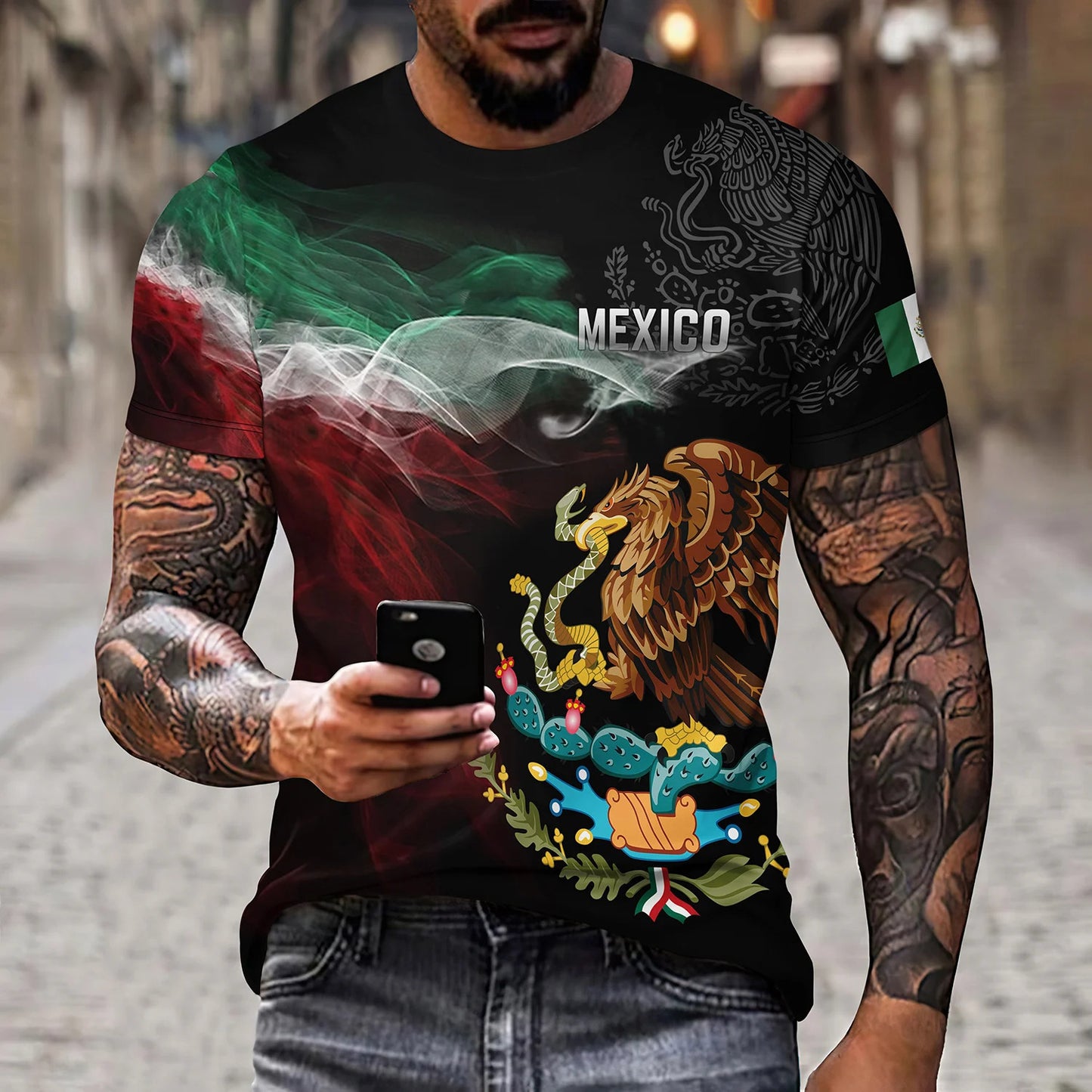 Eagle And Snake T-shirt Loose Round Neck Men's Short Sleeve T-shirt