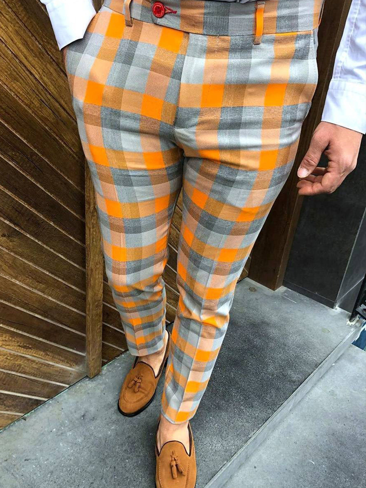 European And American New Plaid Print Men's Casual Trousers