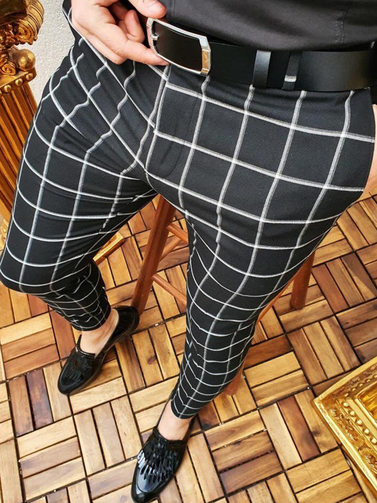 European And American New Plaid Print Men's Casual Trousers