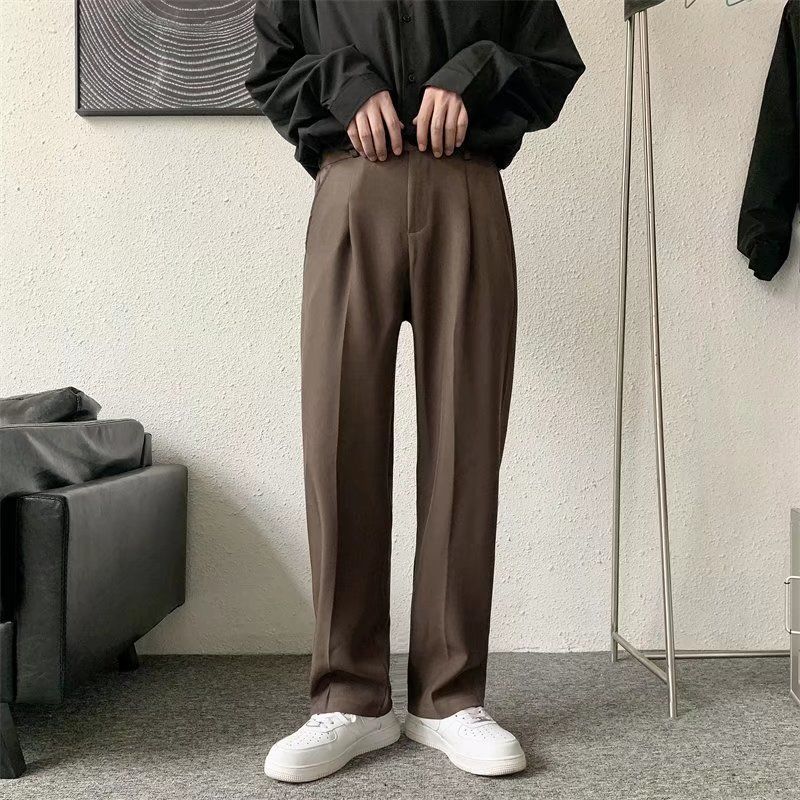 Men's Trendy Loose Straight Long Pants Hong Kong Style All-matching Draping Wide Leg Leisure Suit Pants
